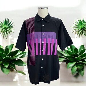 Vintage Y2K Streetwear Graphic Shirt Black Purple‎ Artsy Avant Garde Eclectic L